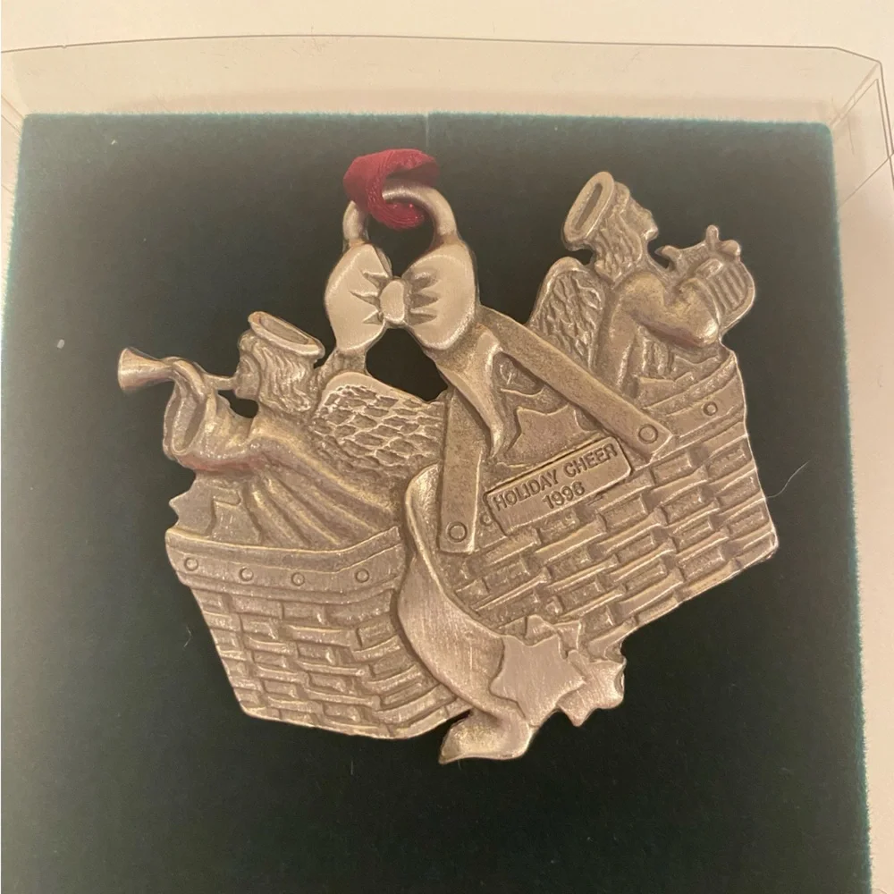 Vintage Set of Three Longaberger Pewter Christmas Ornaments